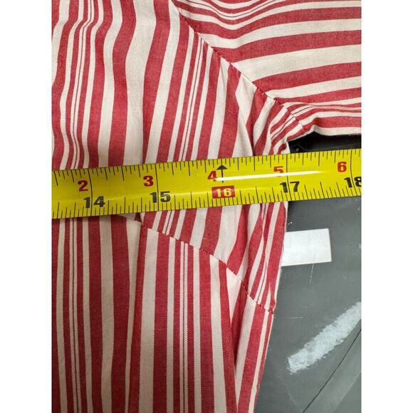 H&M Red & White Striped Shirt Long Sleeve Button Up Midi Dress Size 6 - Picture 6 of 8